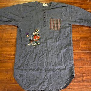 Vintage 1993 Wiley Coyote Road Runner Acme Clothing Looney Tunes Long Big Shirt